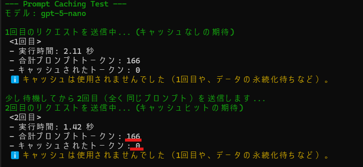 OpenAI Prompt Cache 1,000トークン未満の入力プロンプト